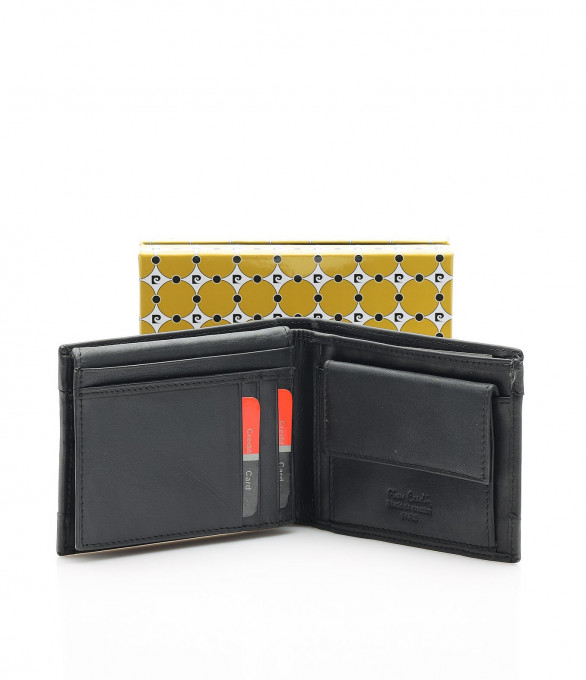 Уребрен портфейл от кожа 12108 - Черен