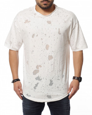 Накъсана тениска 12149 - Бял