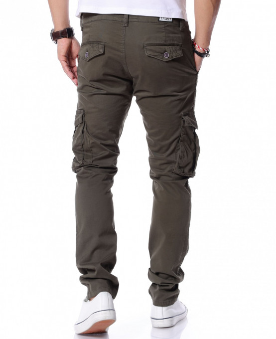 Едноцветен карго панталон 11896 - Зелен