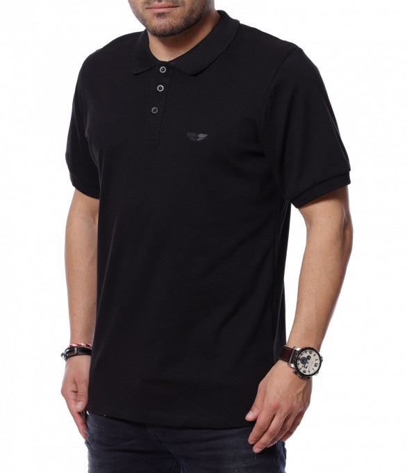 Блуза с къс ръкав и яка 12190 - Черен