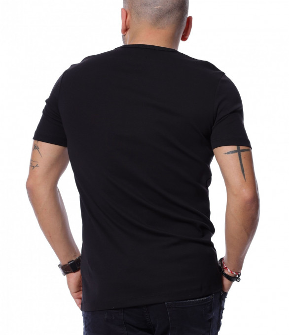 едноцветна тениска 12165 - Черен