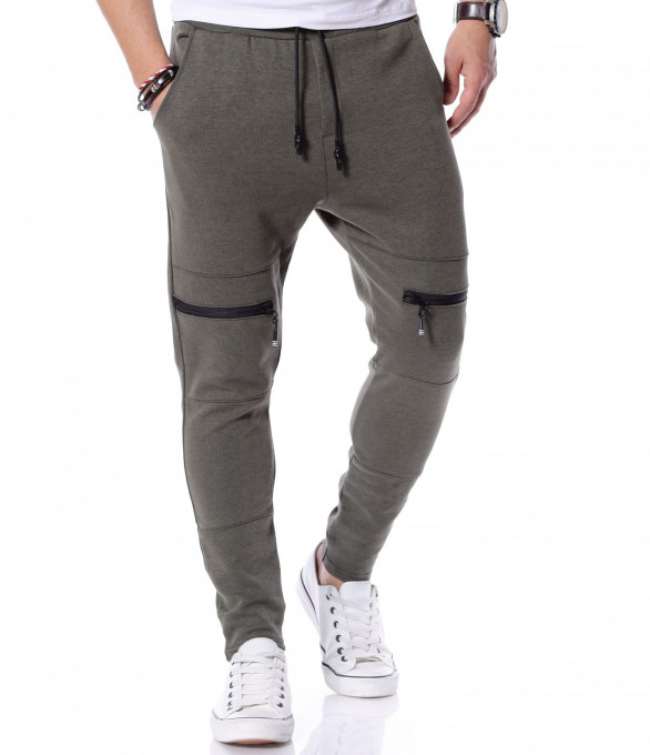 Спортно долнище с ципове 12204 - Зелен