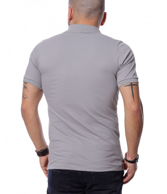 Ежедневна тениска с яка 12189 - Сив
