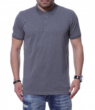 Еднотонна тениска с яка...