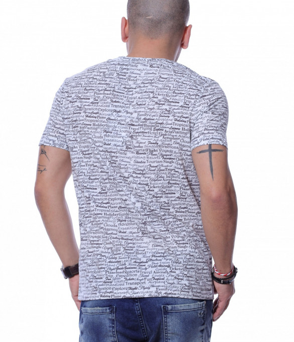 Тениска с дребни надписи 12262 - Бял