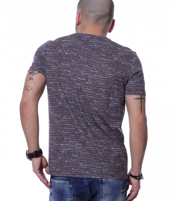 Тениска с дребни надписи 12262 - Сив