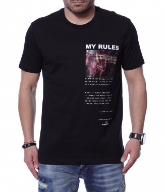 Тениска с надпис 12263 - Черен