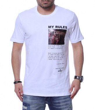 Тениска с надпис 12263 - Бял