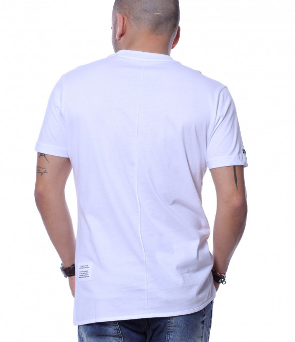 Еднотонна тениска с щампа 12237 - Бял