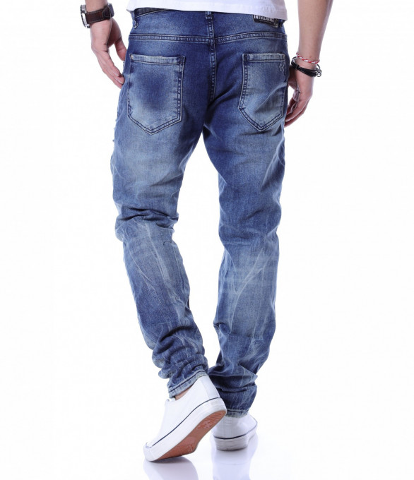 Светлосини накъсани дънки 12251 - Син