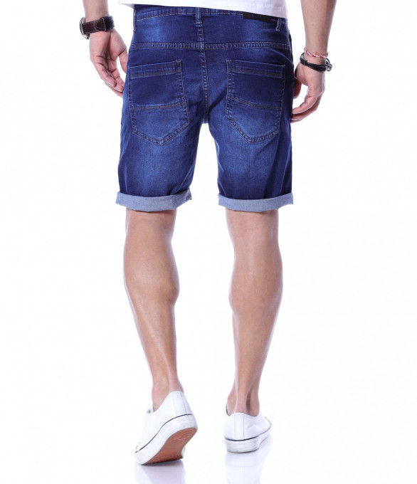 Къси ежедневни дънки 12247 - Тъмно син