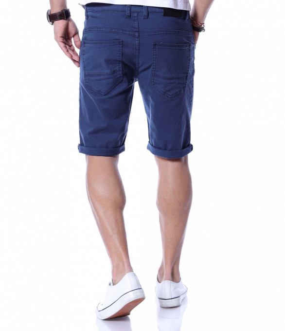 Едноцветни къси дънки 12246 - Тъмно син