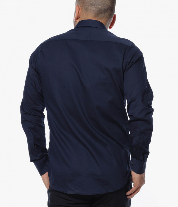 Изчистена риза 12307 - Тъмно син