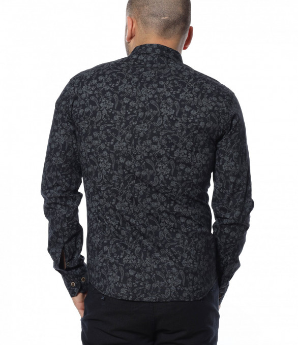 Актуална риза с принт 12297 - Черен