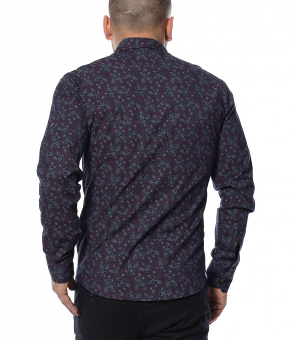 Риза с флорален принт 12290 - Бордо