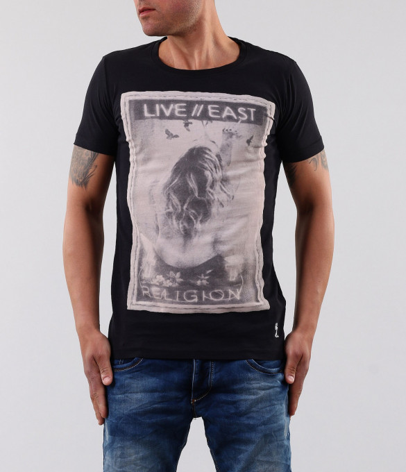 Мъжка черна тениска-17351