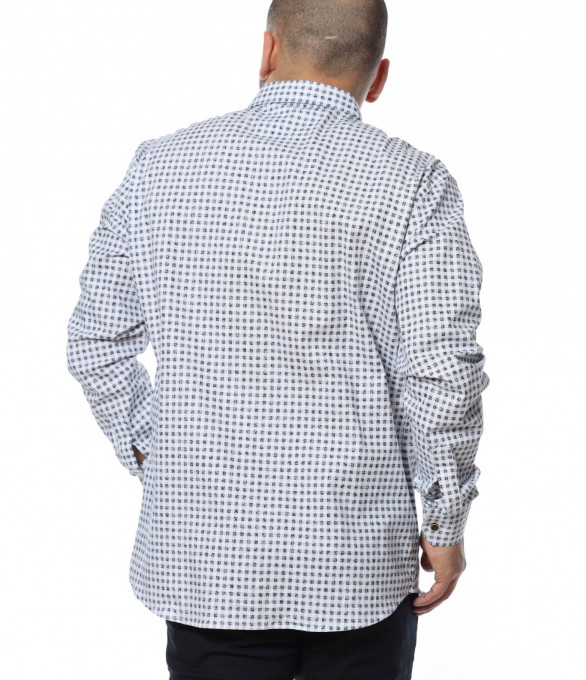 Карирана риза oversize 12301 - Бял