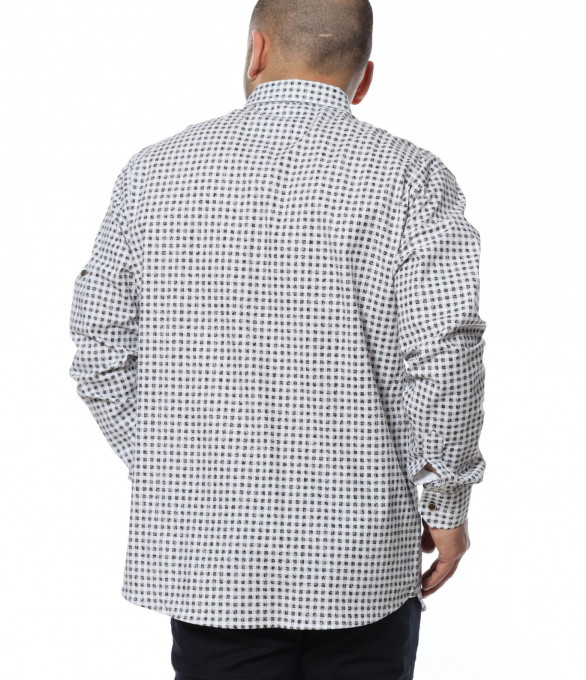 Карирана oversize риза 12302 - Бял