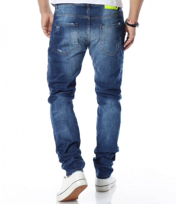 Свежи дънки с декорация 12341 - Син