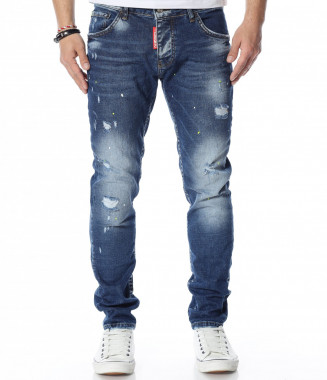 Сини дънки с кръпки 12338 -...