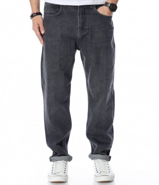 Широки дънки 12348 - Черен