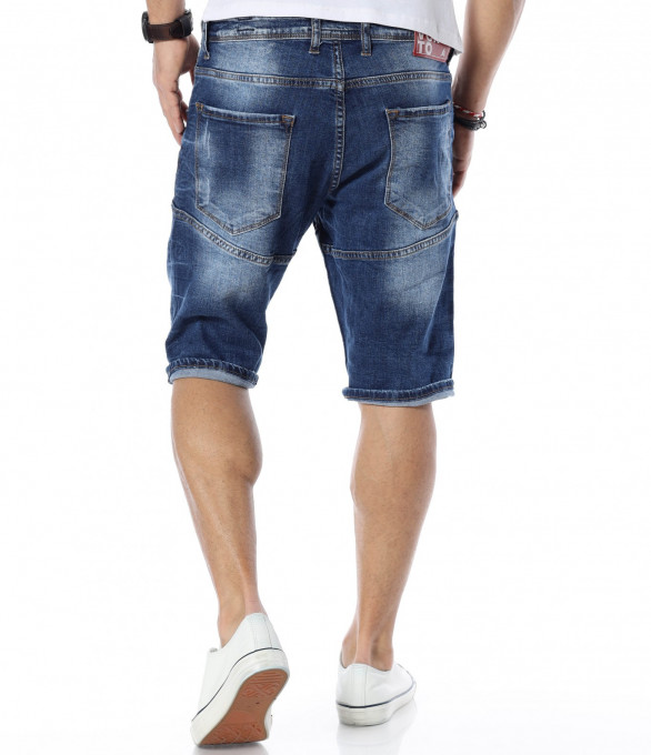 Сини къси дънки 12371 - Син