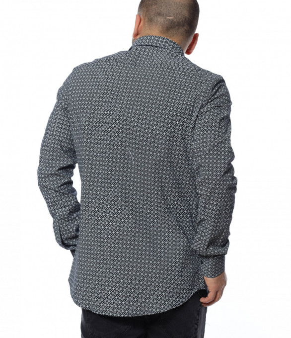 Риза с интересен принт 12361 - Черен