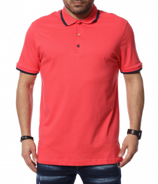 Тениска с яка 12389 - Корал