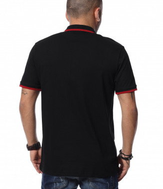 Тениска с яка 12389 - Черен 2
