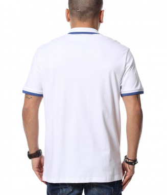 Тениска с яка 12389 - Бял 2