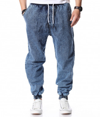 Сини дънки с връзки 12450 -...