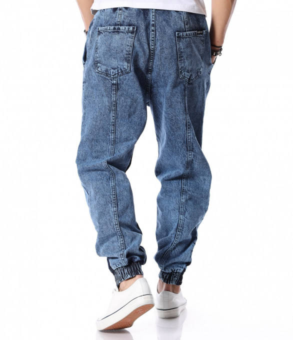 Сини дънки с връзки 12450 - Син