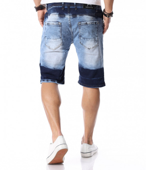 Преливащи къси дънки 12445 - Син