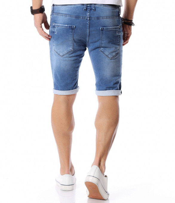 Светлосини къси дънки 12425 - Син