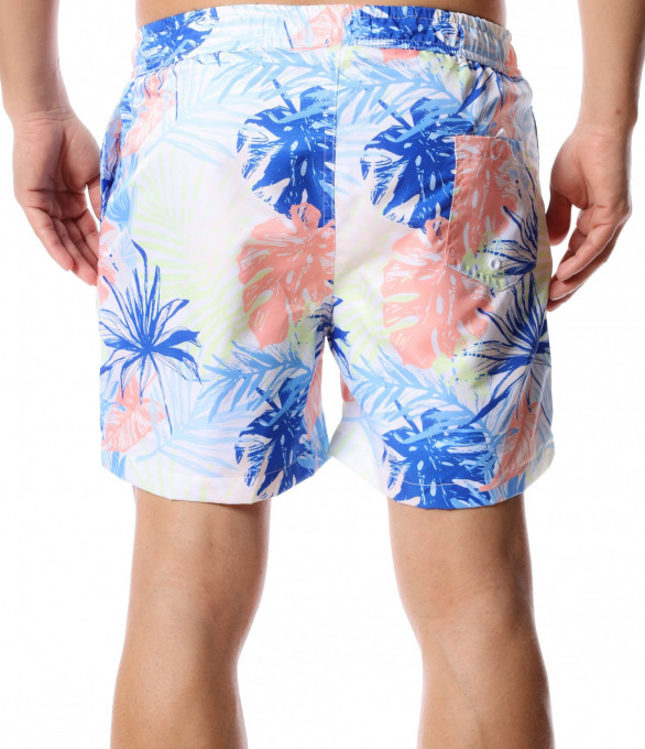 Бански с цветен принт 12429 - Бял