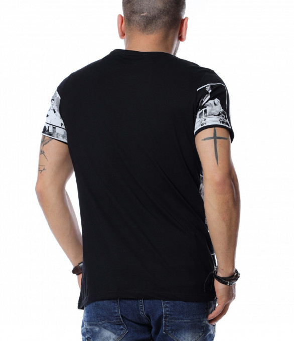 Тениска с интересен дизайн 12500 - Черен