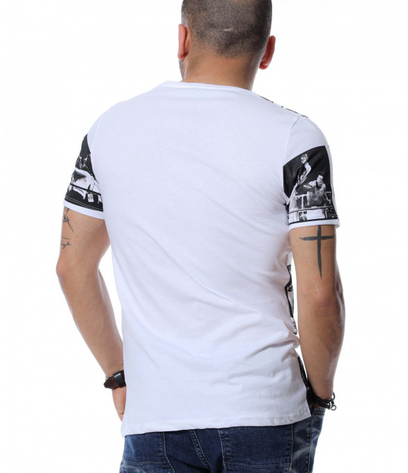 Тениска с интересен дизайн 12500 - Бял