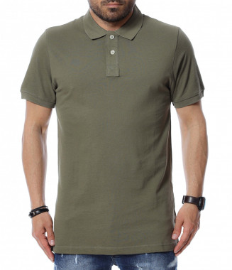 Тениска с яка 12528 - Зелен