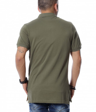 Тениска с яка 12528 - Зелен 2