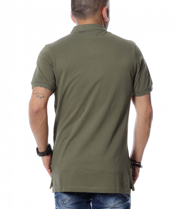 Тениска с яка 12528 - Зелен