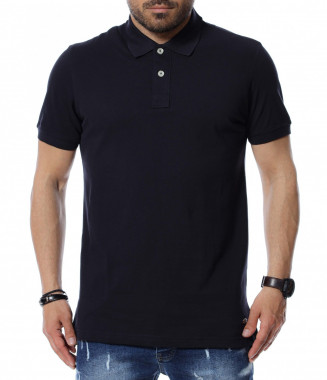 Тениска с яка 12528 - Тъмно...