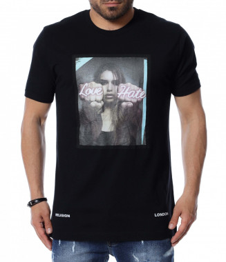 Тениска с щампа 12486 - Черен