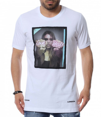 Тениска с щампа 12486 - Бял