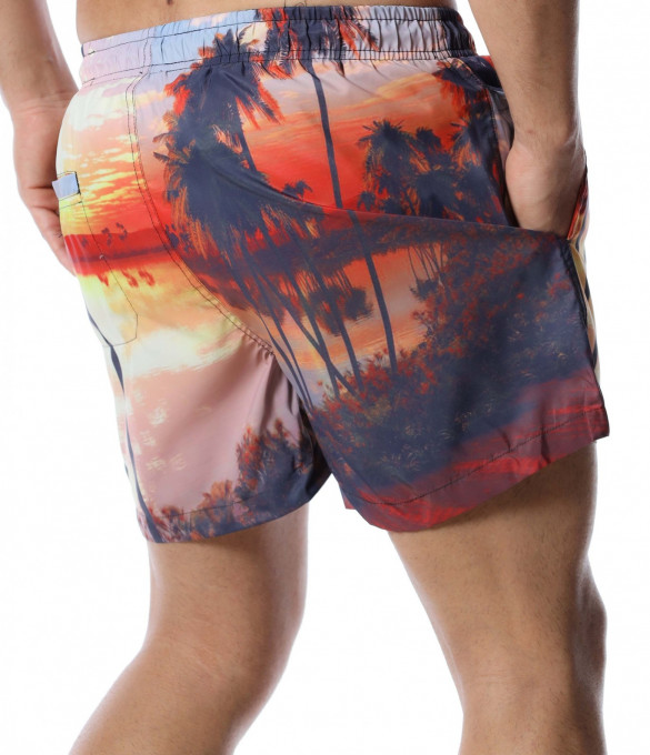 Плажни шорти с пейзаж 12536 - Оранжев