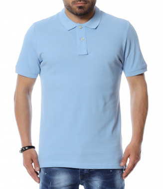 Тениска с яка 12528 - Син