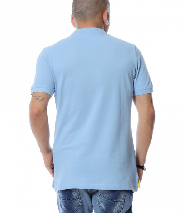 Тениска с яка 12528 - Син