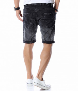 Къси черни дънки 12557 - Черен 2