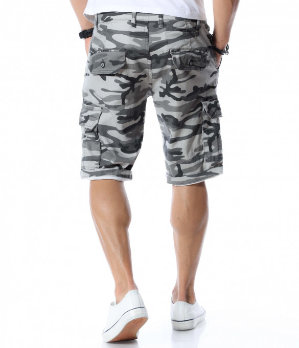 Къси камуфлажни панталони 12593 - Сив...