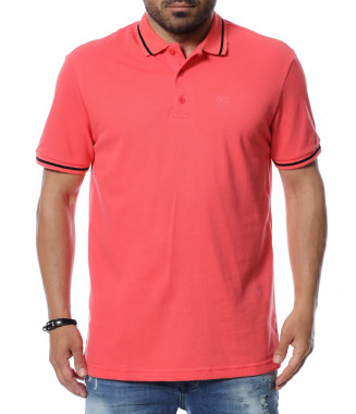 Тениска с яка 12660 - Корал