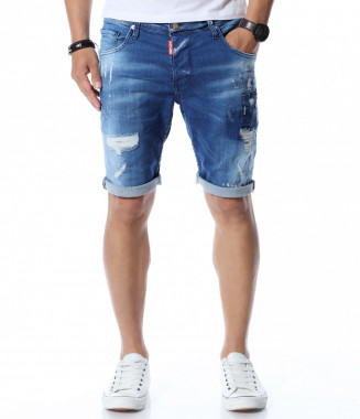 Сини къси дънки 12606 - Син